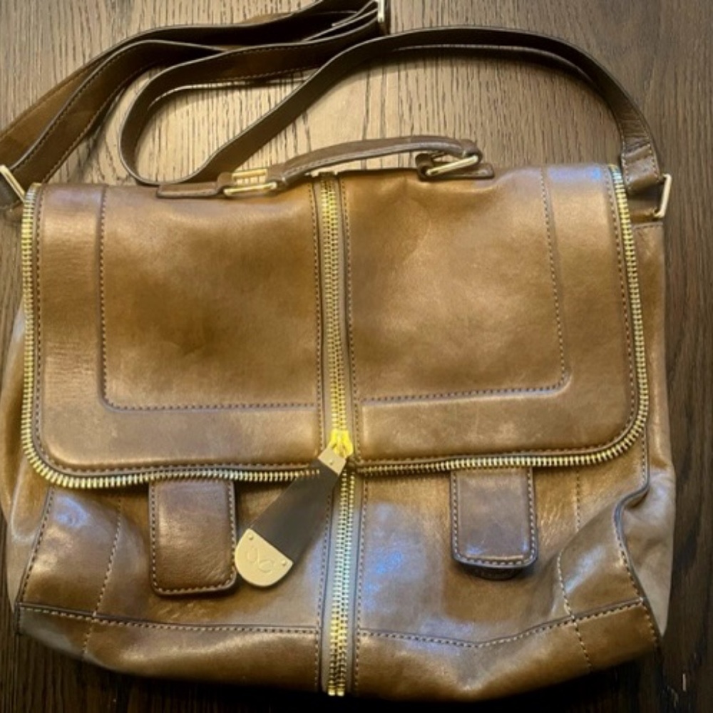 Monika Chiang Leather Gabon Satchel Messenger Bag